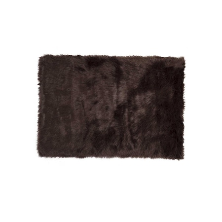 Homeroots 2 x 3 ft. Hudson Faux Fur Rectangular Rug - Chocolate 294250